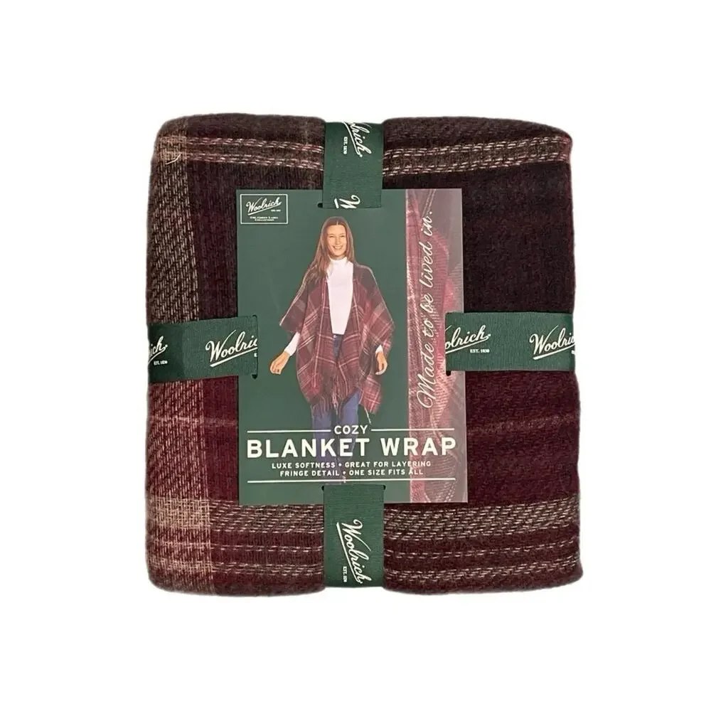Woolrich Cozy Blanket Wrap with Fringe Detail